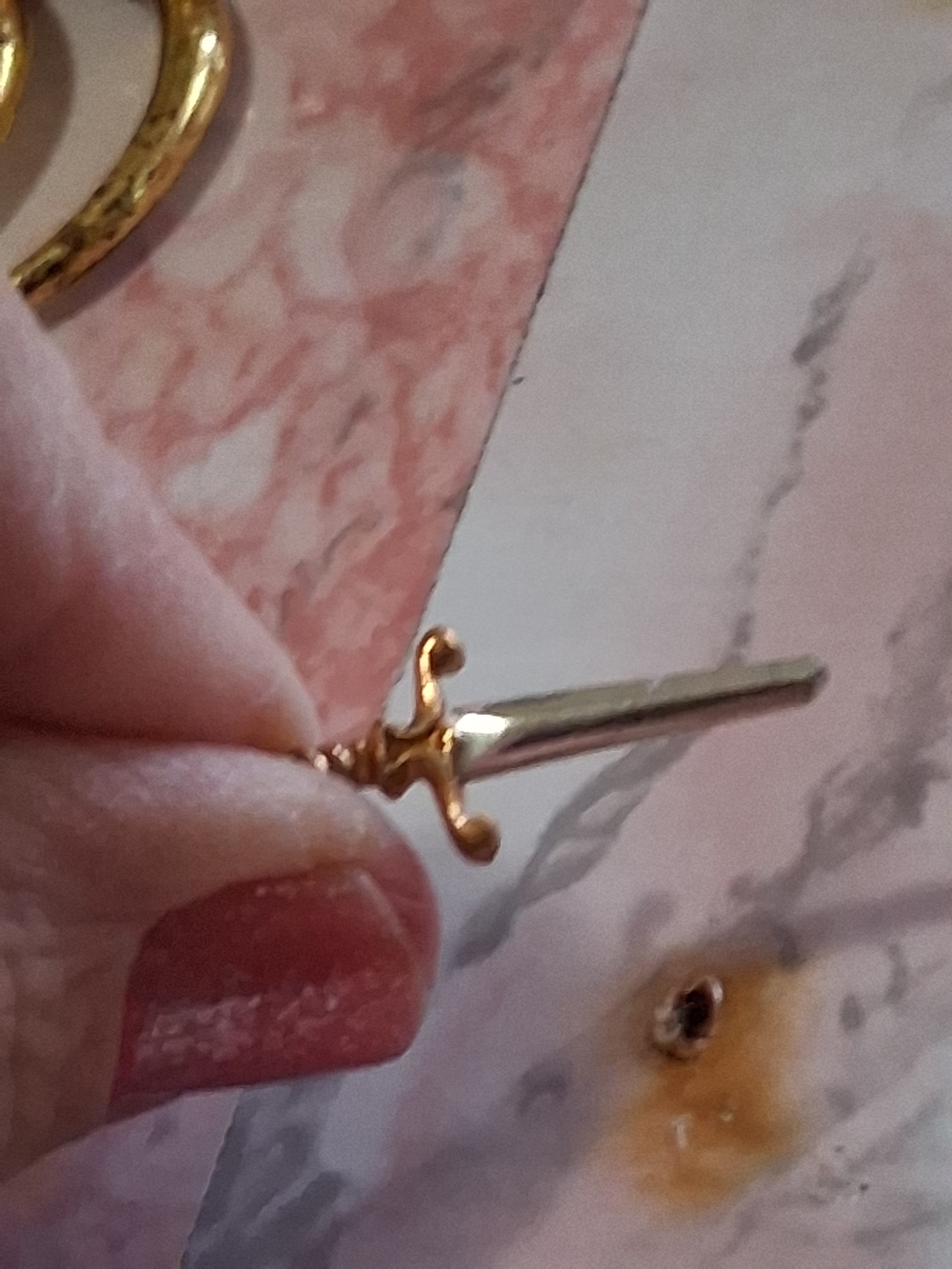 Source Unknown Gold and Silver Sword Charm For Necklace